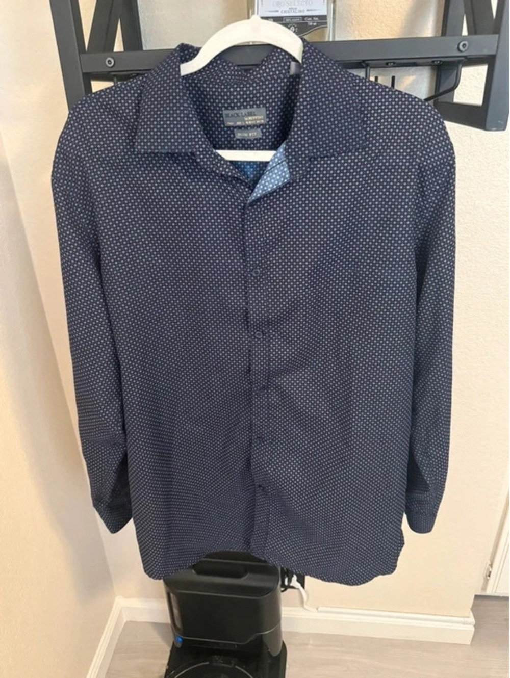 Black Label by Ruffini Slim Fit Geometric Button-Down Shirt - Size L
